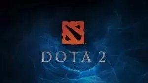 Красный логотип Dota 2 появляется на призрачном дымчато-черном фоне.