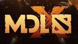 Логотип MDL рядом с логотипом Dota 2 на абстрактном фоне