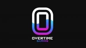 The new Overtime gaming logo, a stencil O in black and white with a purple and blue wave cresting the lower half of the letter.