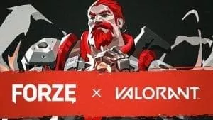 Агент Valorant Breach над баннером с надписью ForZe x Valorant