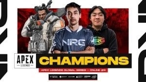 Онлайн-турнир NRG Champions of the Apex Legends 6: два игрока позируют с героем