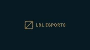 The words LoL Esports are in gold with the LoL Esports logo next to it on a blue background