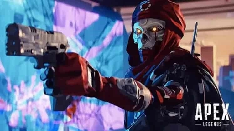 Apex Legends legen Revenant, робот в маске скелета, направленный на пистолет