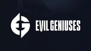 Evil Geniuses Логотип EG, состоящий из букв E и G, выстроенных в круг, изображен рядом со словами Evil Geniuses на темном фоне.