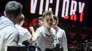 Tyler “aBeZy” Pharris on stage after one of FaZe's 2020 victories