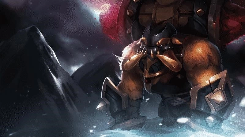 Герой Dota 2, Earthshaker, врезается кулаками в ледяную землю