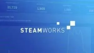 Слово «Steamworks» появляется на синем экране компьютера со статистикой ПК.