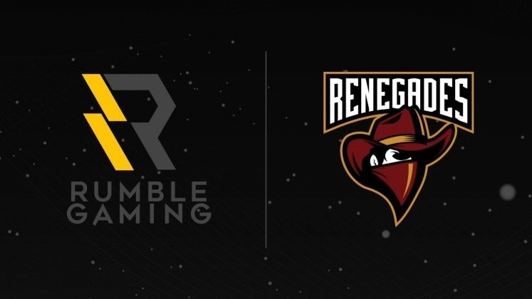 Логотипы компаний Rumble x Renegades на черном фоне