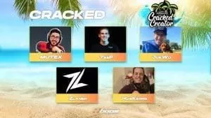 Profile images of the players MuTex, TeeP, JoeWo, and HusKerrs appear against a beach themed background. ZLaner's profile pictures appears as his logo. The word 