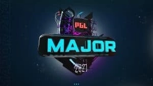 Слова «PGL Major 2021» появляются на логотипе, похожем на сценическую установку.