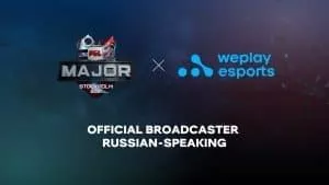 Логотипы WePlay Esports и PGL Stockholm 2021 Major появляются над словами «Официальный русскоязычный вещатель».