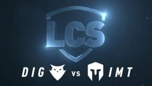 The LCS logo appears in a bluish silver above the Dignitas and Immortals logos in white.