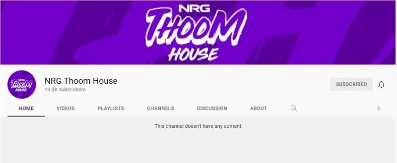 Скриншот баннера YouTube-канала NRG Thoom House.