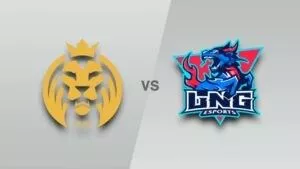 Логотипы команд MAD Lions и LNG Esports отображаются на белом фоне.