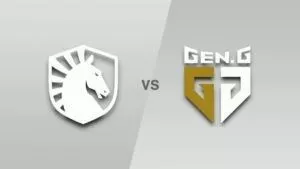 Логотипы команд Team Liquid и Gen.G отображаются на белом фоне.