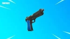 A Combat Pistol from Fortnite is shown on a light blue background.