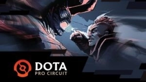 The Dota 2 heroes Terrorblade and Anti-Mage locked in a heated battle, the DPC logo appears below them