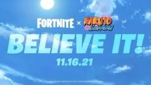 The Fortnite and Naruto Shippuden logos appear above the words 