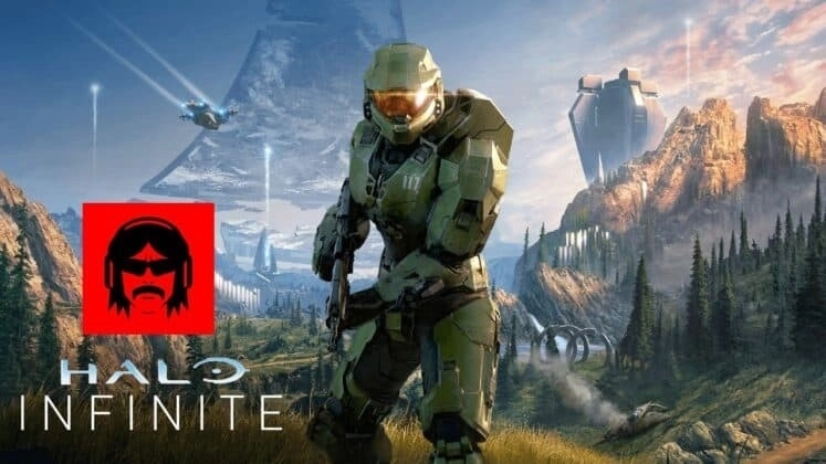 Логотип доктора Неуважения появляется на рекламном изображении из Halo Infinite, на котором Мастер Чиф мчится через лесной пейзаж.