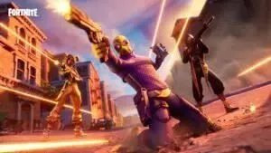 A Fortnite character is seen showing off the new sliding mechanic as they fire their weapon