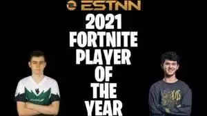 Fortnite players TaySon and Bugha appear either side of the words 