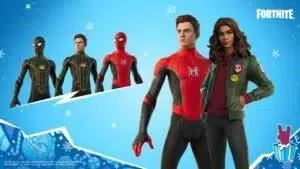 Fortnite's latest crossover skins, Tom Holland and Zendaya appear as their characters, Peter Parker and Mary Jane from the new movie Spiderman: No Way Home