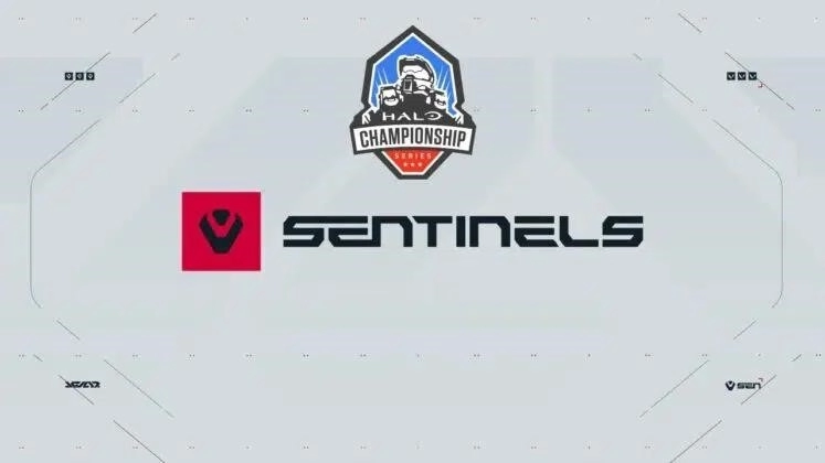 Логотип Sentinels появляется на белом фоне под логотипом Halo Championship Series.