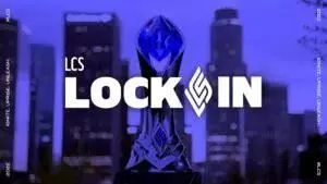 The LCS trophy appears against the Los Angeles city skyline. The words 