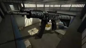 The Galil AR in a game grab from CS:GO, sporting a black and white graffiti themed skin