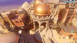 An aerial view of the Temple of Anubis map in Overwatch