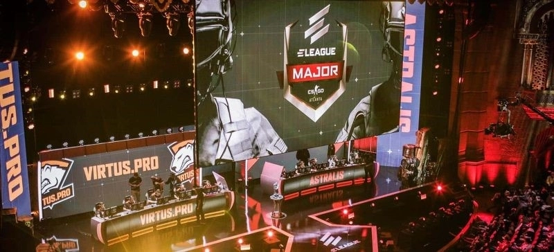 Фотография сцены ELeague Major 2017 во время финала между Astralis и Virtus Pro_ELeague