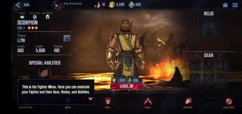 Mortal Kombat: Onslaught's character-building system is standard mobile fare.