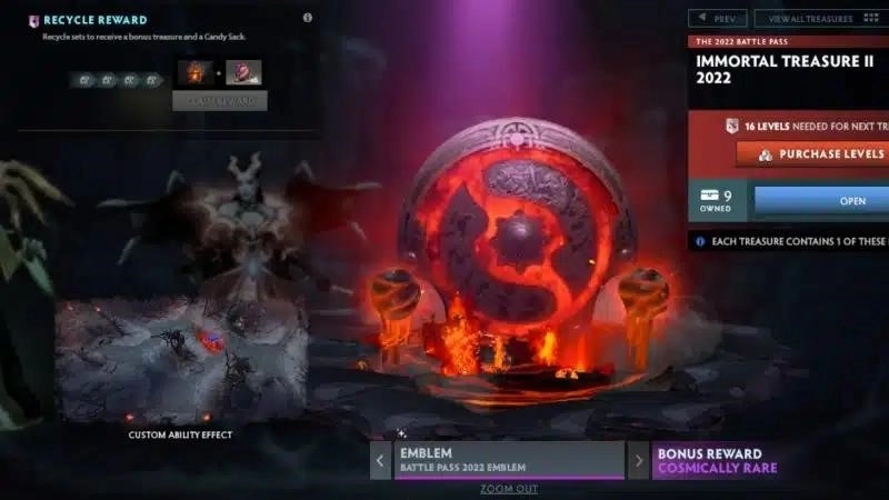 Эмблема Battle Pass 2022 сияет, вдохновляя игроков в Dota 2