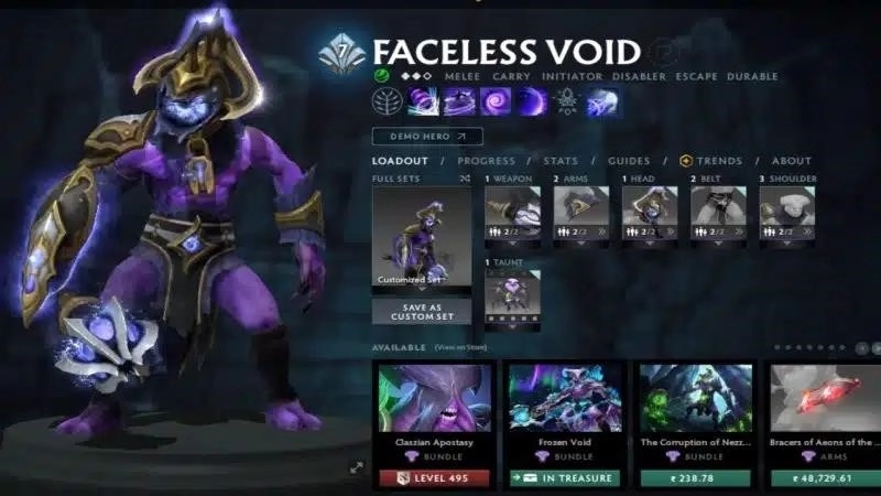 Faceless Void готовится использовать Time Walk в боях