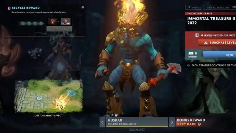 Huskar использует Life Break на своих врагах с набором Golden Draca Mane.